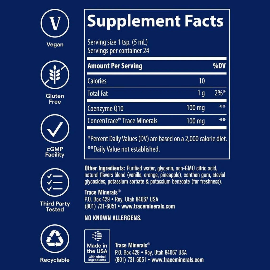 Trace Minerals CoQ10 Líquido Antioxidante 100 mg 118 ml