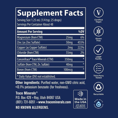 Trace Minerals Zinc Iónico 50 mg 59 ml