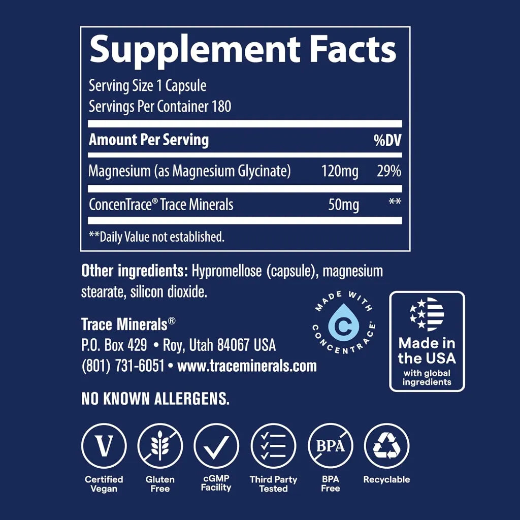 Trace Minerals Glicinato de Magnesio 120Mg 180 Capsulas