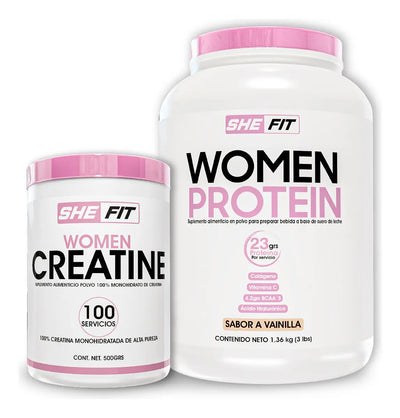 BHP FIT Women Proteina 3Lbs Sabor Vainilla + Women Creatina Monohidratada100 Serv