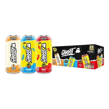 Ghost Energy Drink 15 pack (Sour Patch Redberry, Sour Patch Blue Raspberry , Orange Cream)