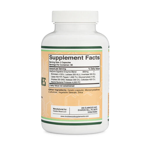 Double Wood Enzimas Digestivas 800mg 180 Capsulas