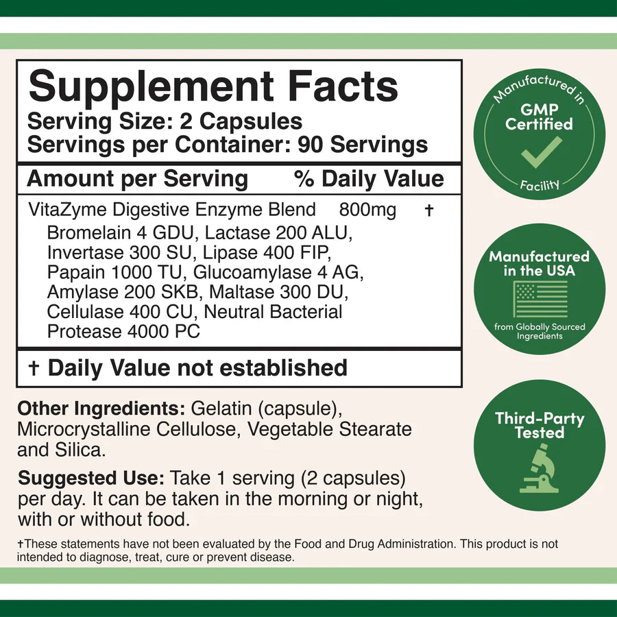 Double Wood Enzimas Digestivas 800mg 180 Capsulas