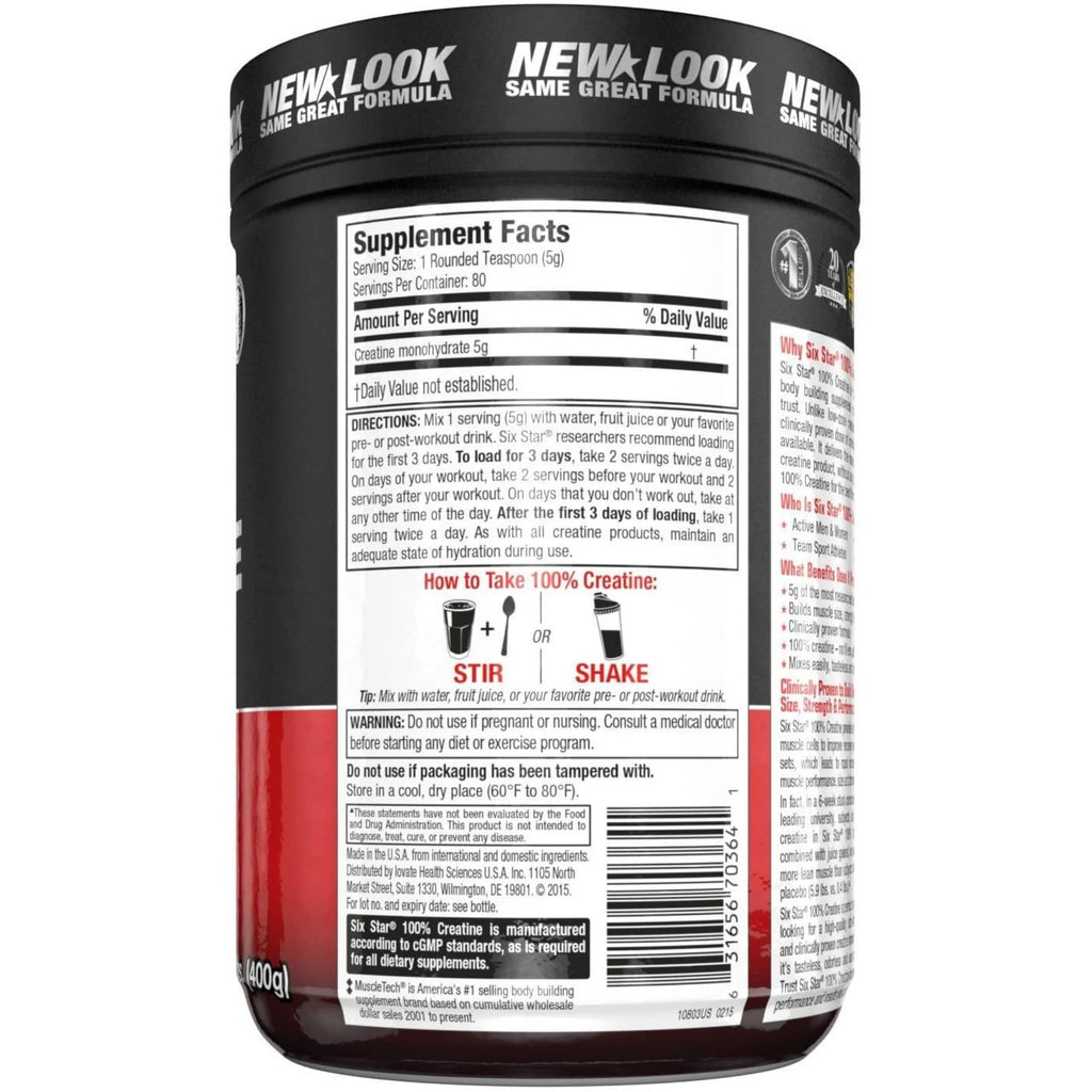 MUSCLETECH SIX STAR 100% CREATINA 400 GRS