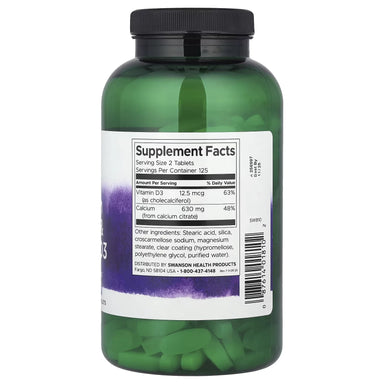 Swanson Calcio, Citrato y Vitamina D 250 tabletas