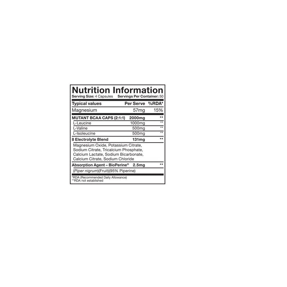 Mutant Bcaa 200 Capsulas / 50 Servicios